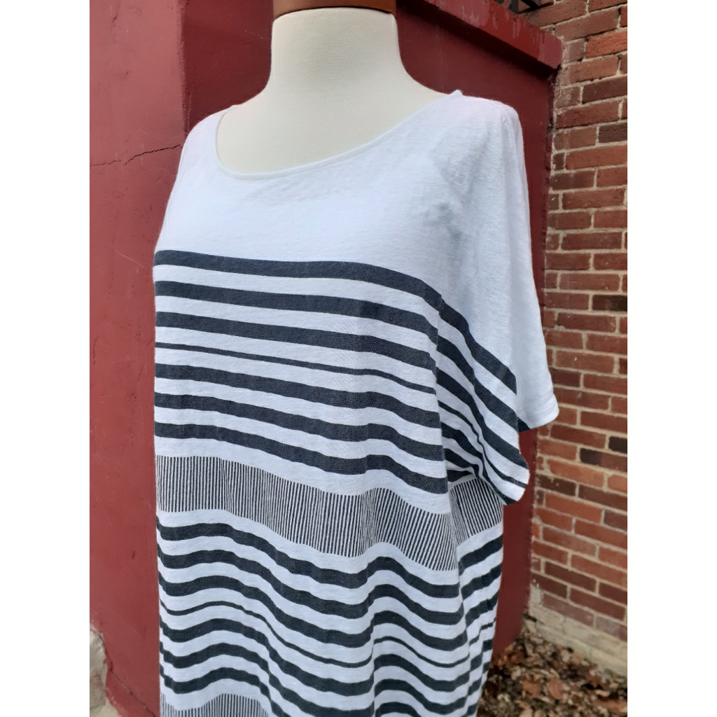 Ryllace Garnet Hill 100% Organic Linen Stripes Maxi Dress Plus 2x New — image 2 of 8